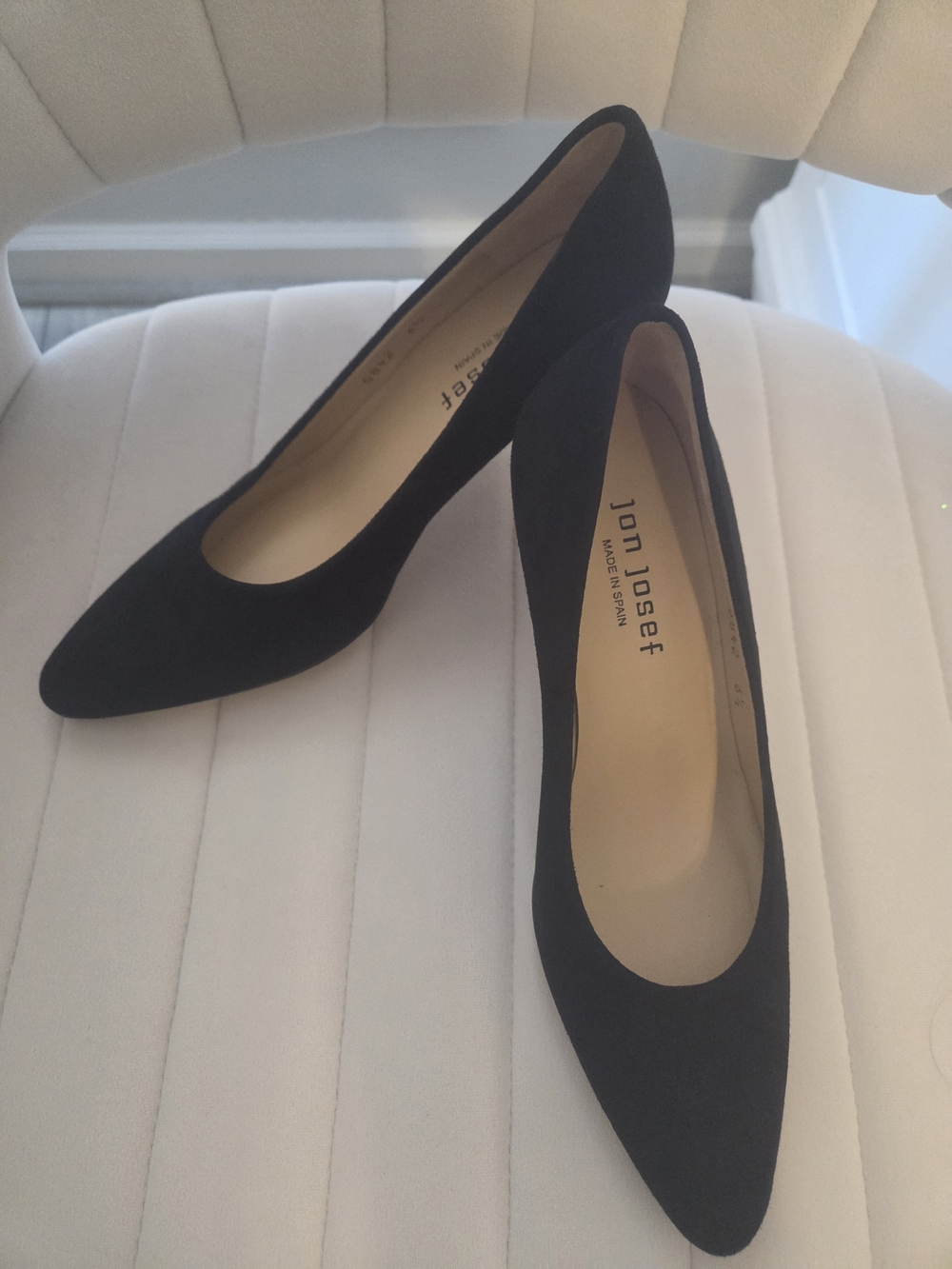 Jon Josef Black Pointed Toe Suade Heels
